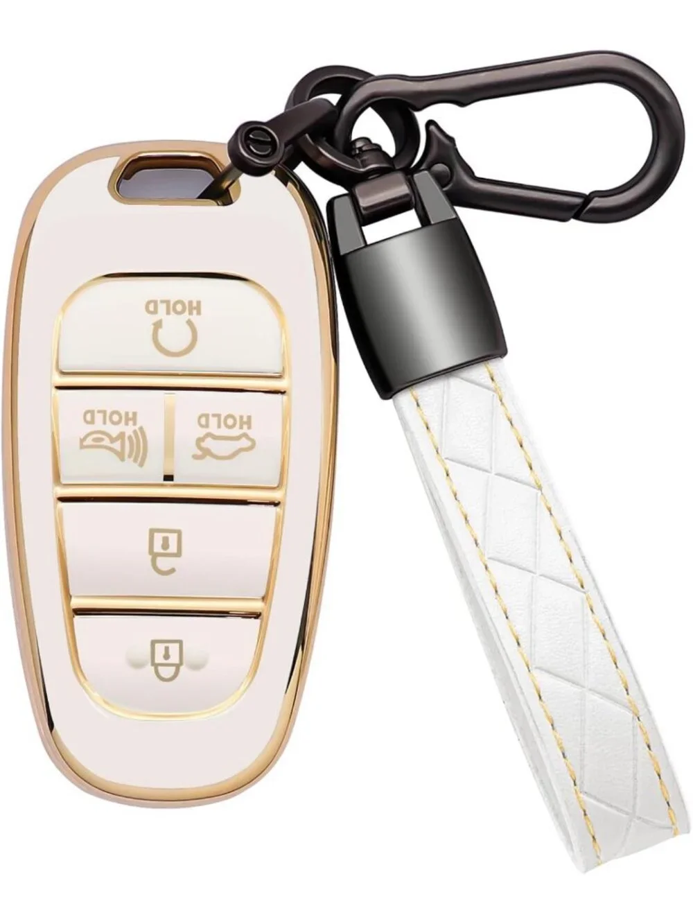 Soft TPU Key Fob Cover with Leather Keychain - 360° Protection for 2020-2023